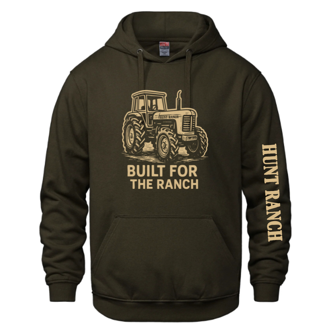 Hoodie Tractor Built for the Ranch - Brun Chocolat