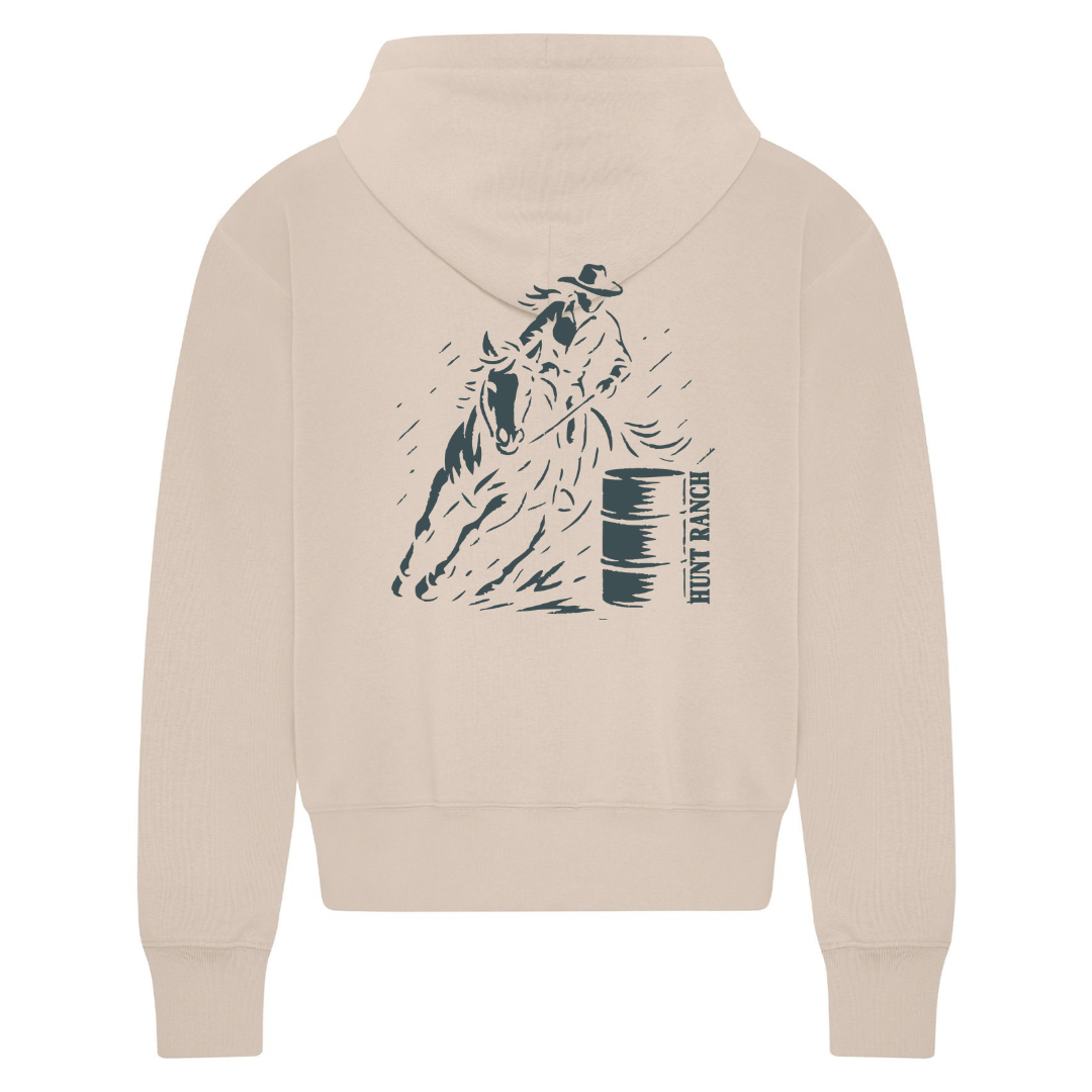 Hoodie Western "Barrel Riding Girl" – Beige