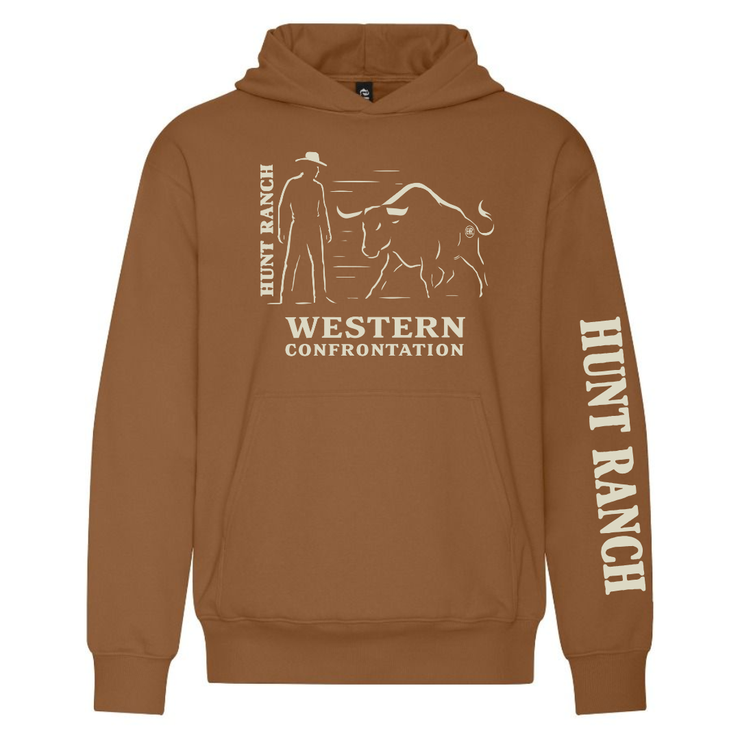 Hoodie Western – Western Confrontation – Brun pâle