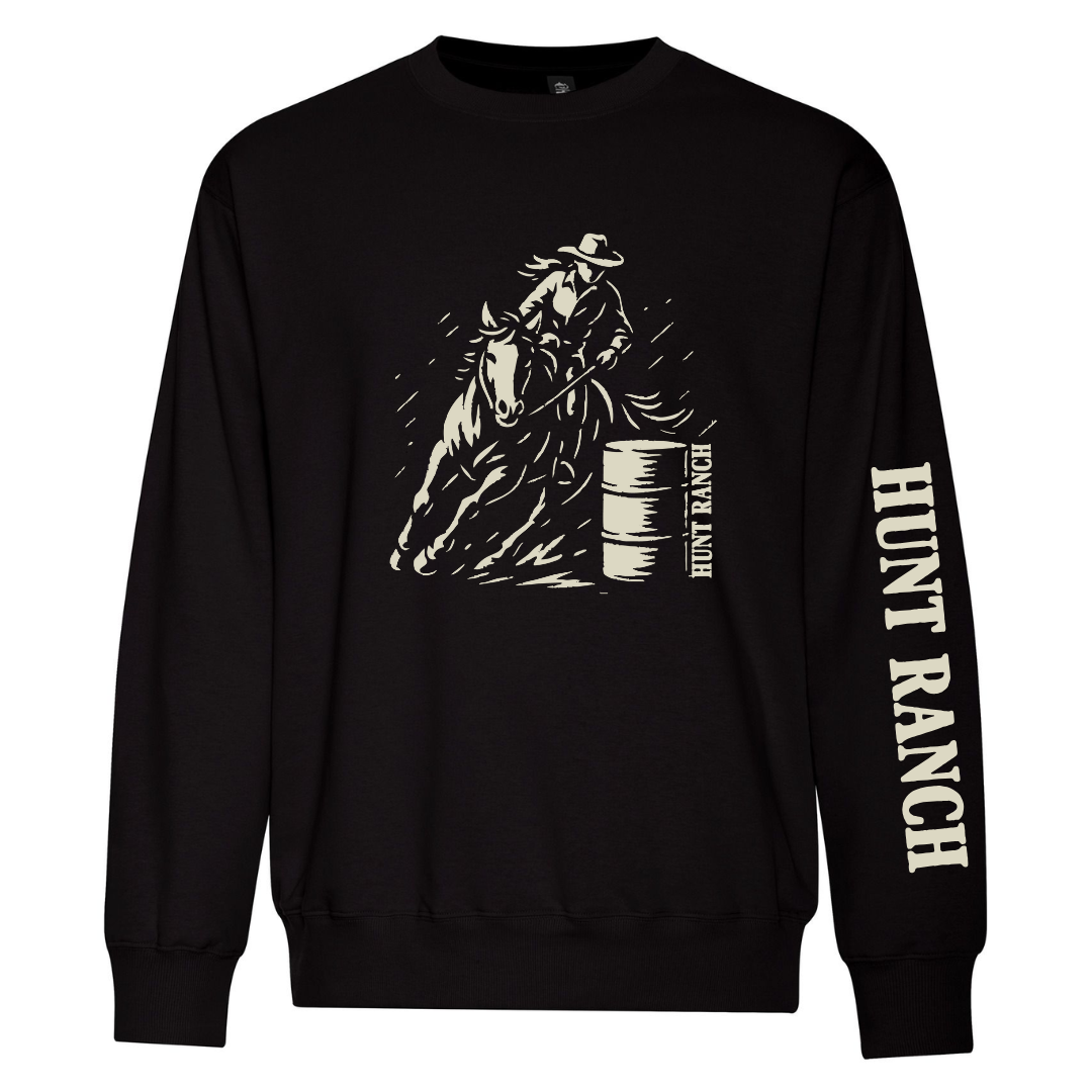 Crewneck – Riding Barrel Girl – Noir