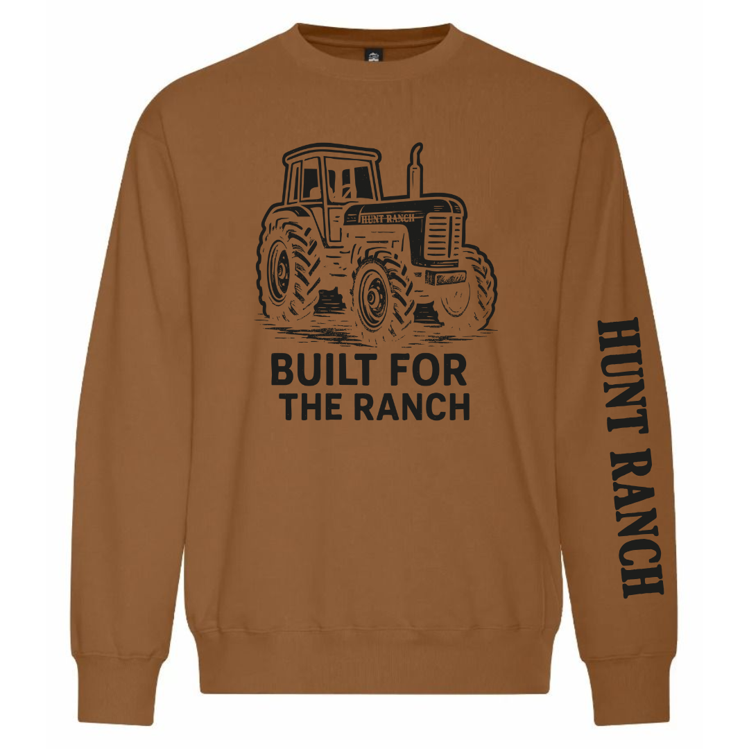 Crewneck Tractor – Built For The Ranch – Brun pâle