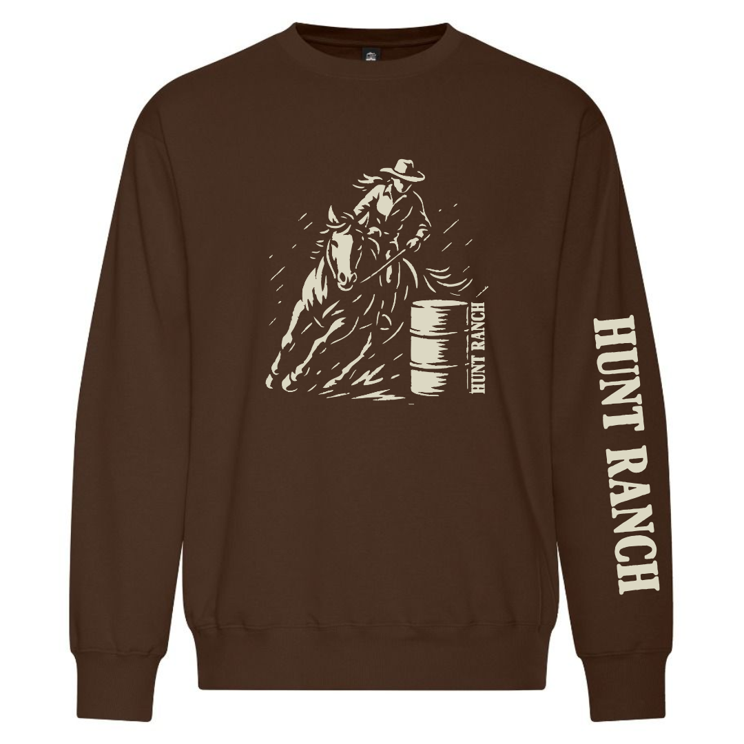 Crewneck – Riding Barrel Girl – Brun
