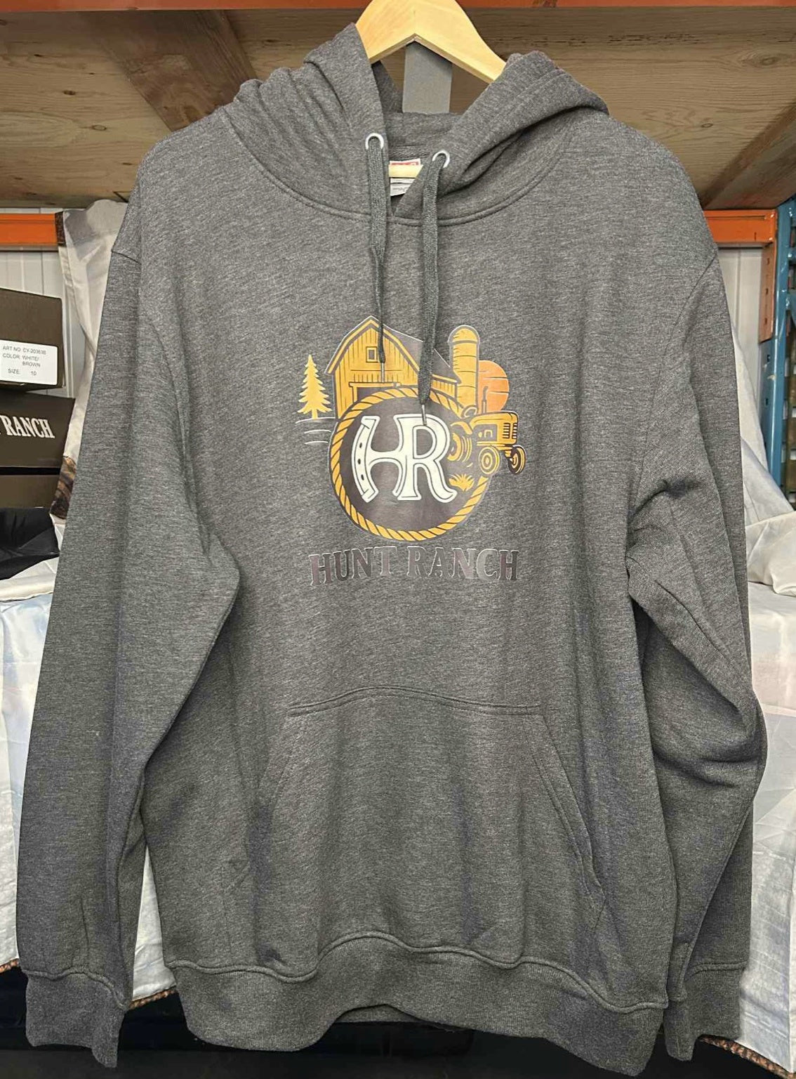 Hoodie "Hunt Ranch Farm" – Gris Charcoal