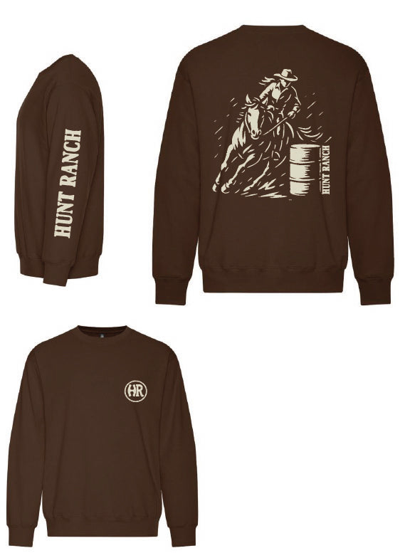 Crewneck – Riding Barrel Girl – Brun
