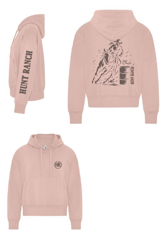 Hoodie Western "Barrel Riding Girl" – Dusty Rose