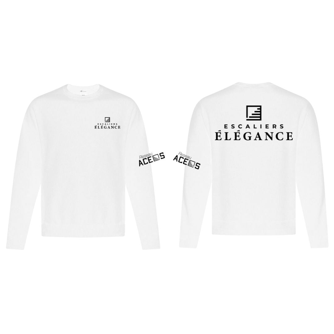 Crewneck unisexe blanc | Escaliers Élégance