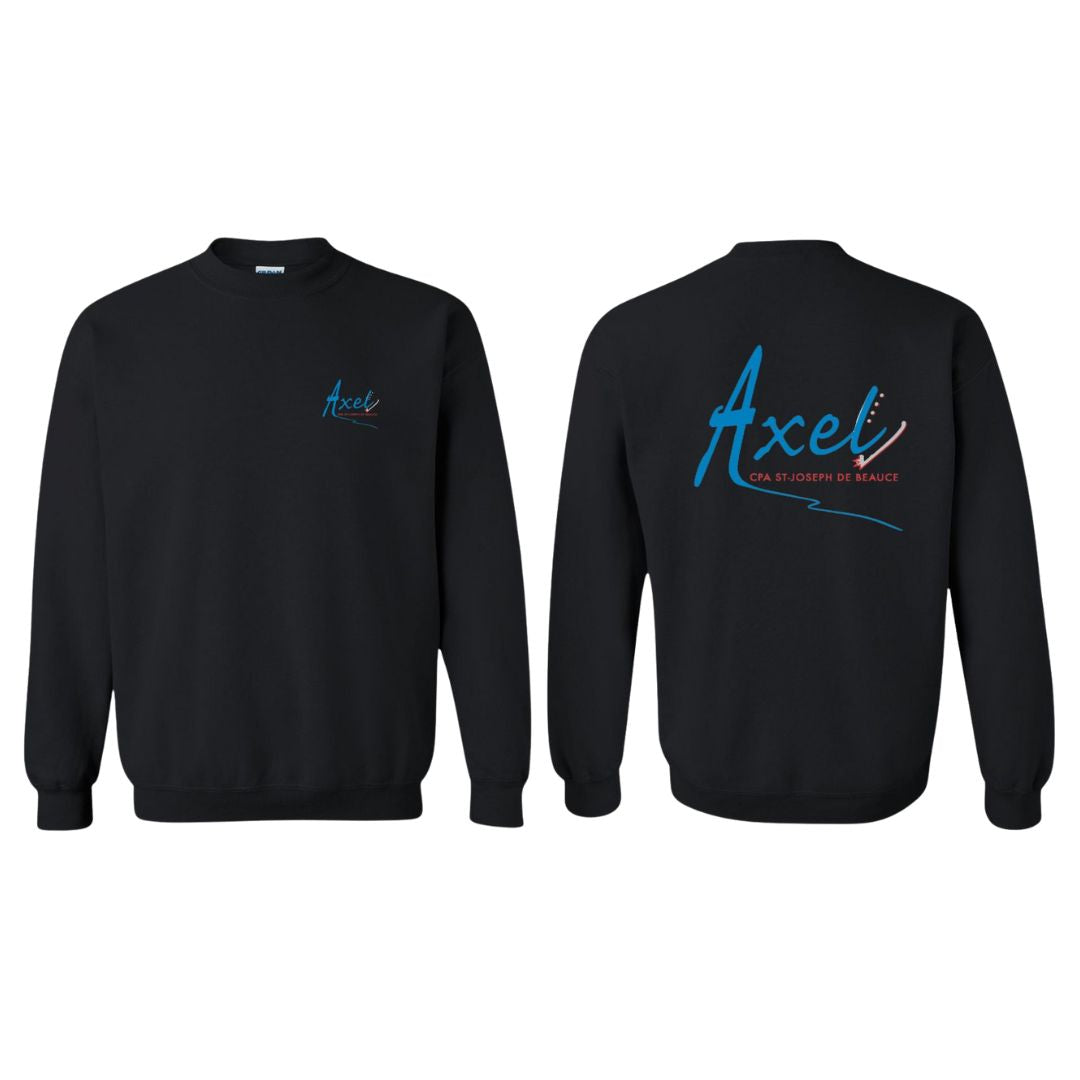 Crewneck Axel pour adulte - Noir imprimé avant & dos