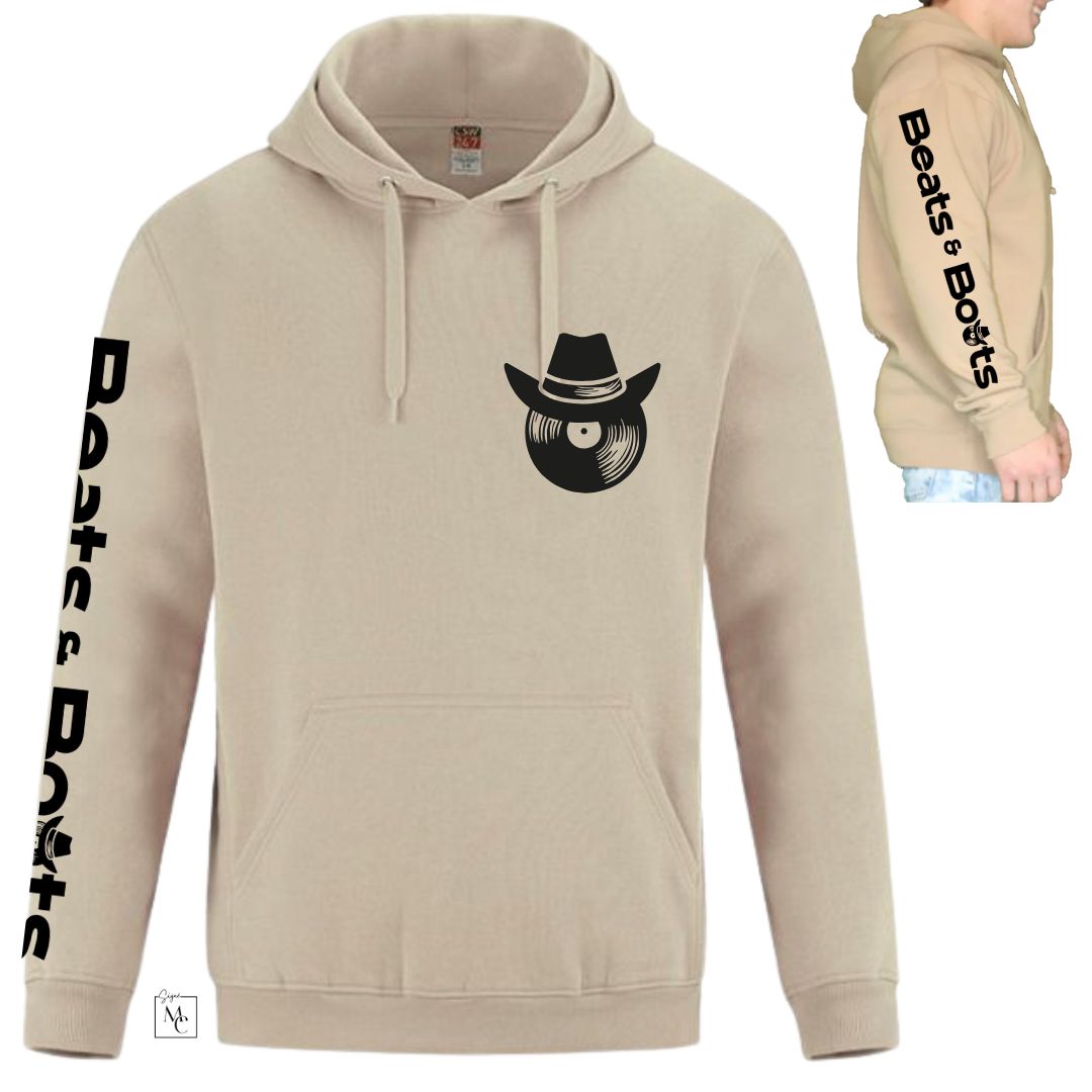 Hoodie unisexe Beats&Boots de couleur sable
