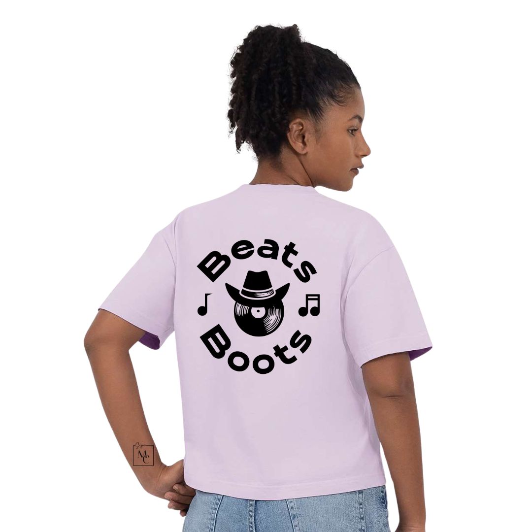 T-shirt crop oversize Beats&Boots lilas pour femme