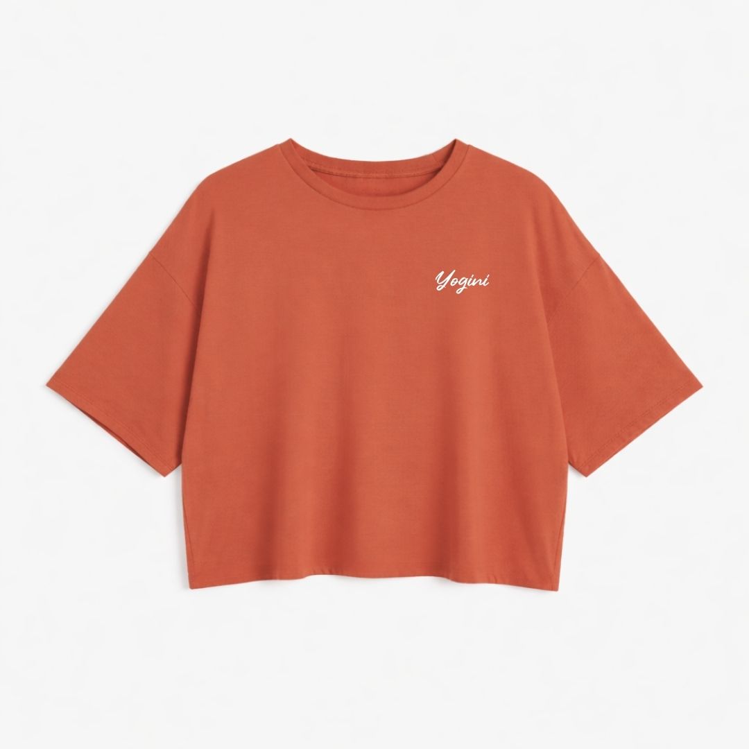 T-shirt crop prestige MomMe&Cie en bambou - Orangé - Mélissa Poudrier