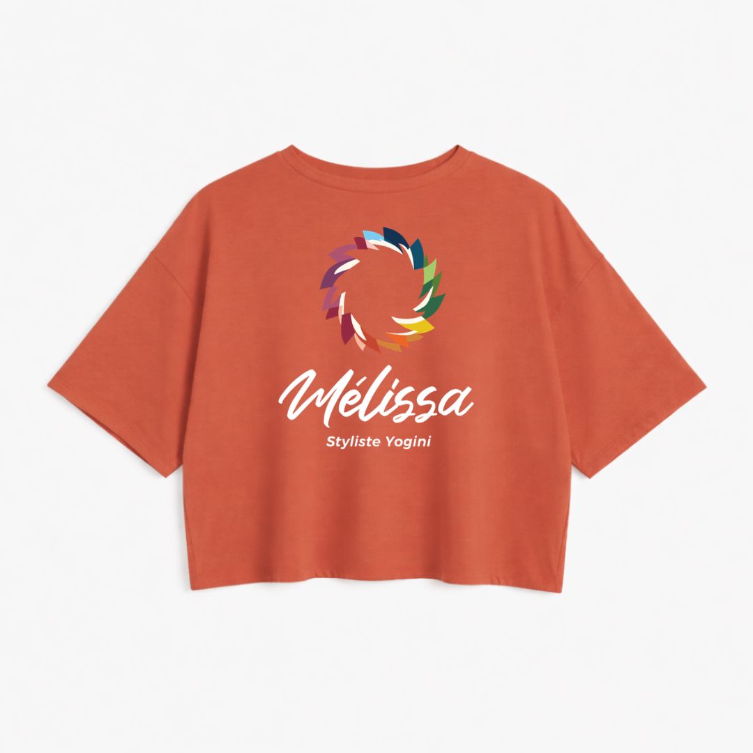 T-shirt crop prestige MomMe&Cie en bambou - Orangé - Mélissa Poudrier
