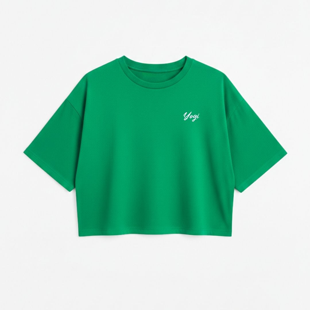 T-shirt crop prestige MomMe&Cie en bambou - Vert trèfle - Mélissa Poudrier