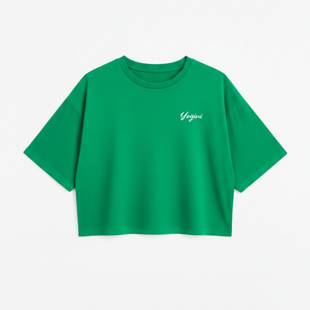 T-shirt crop prestige MomMe&Cie en bambou - Vert trèfle - Mélissa Poudrier