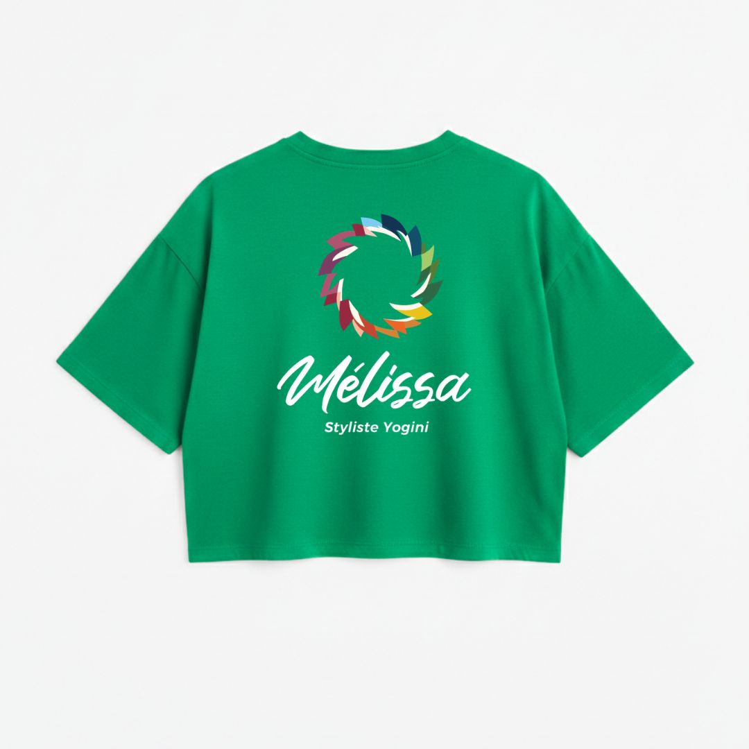 T-shirt crop prestige MomMe&Cie en bambou - Vert trèfle - Mélissa Poudrier