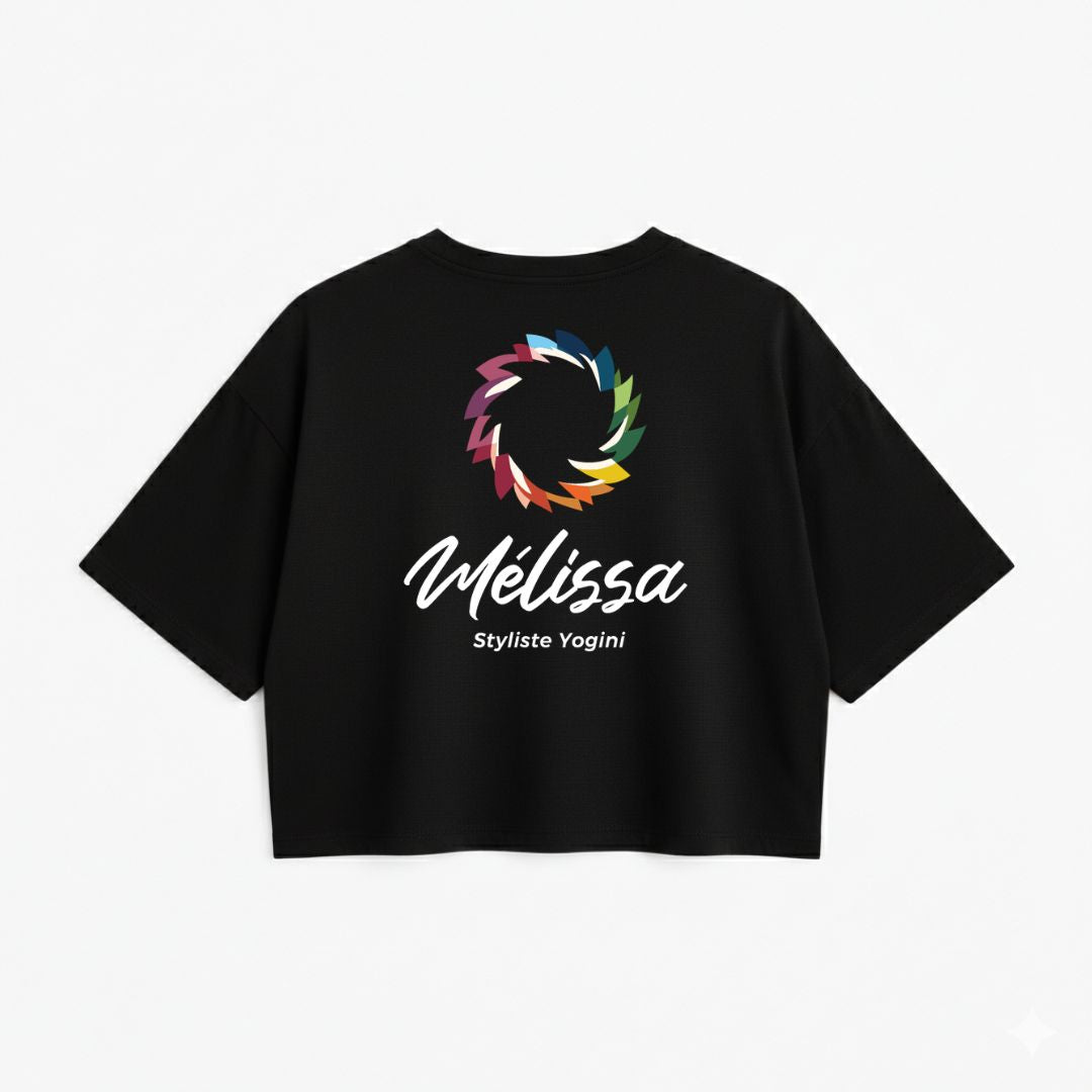 T-shirt crop prestige MomMe&Cie en bambou - Noir - Mélissa Poudrier