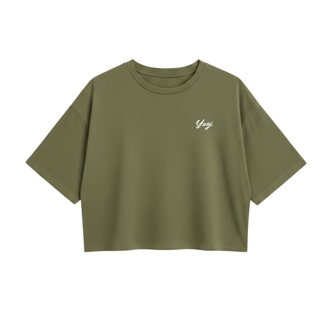T-shirt crop prestige MomMe&Cie en bambou - Olive - Mélissa Poudrier