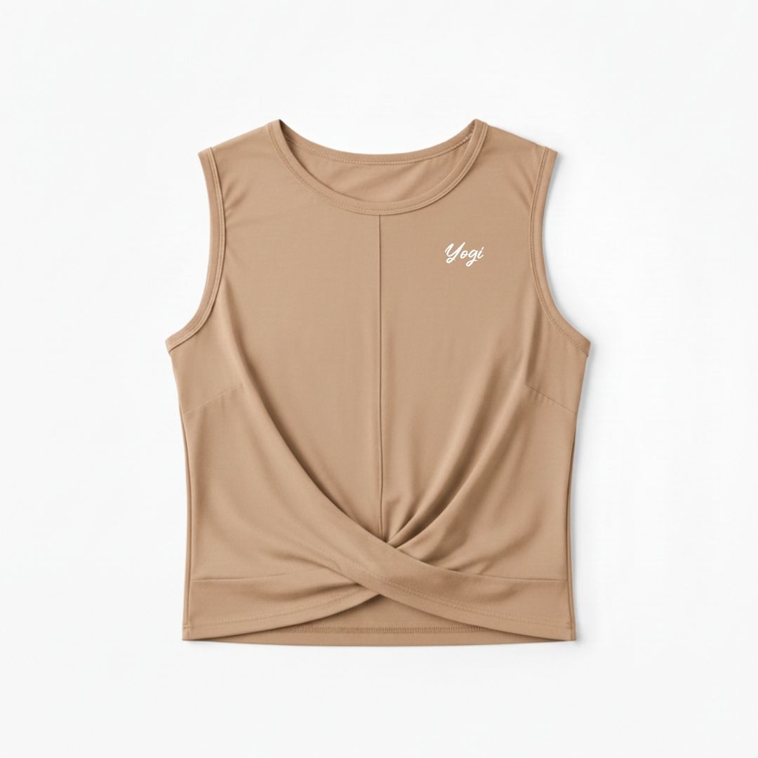 Camisole crop femme prestige MomMe&Cie en bambou - Amande - Mélissa Poudrier