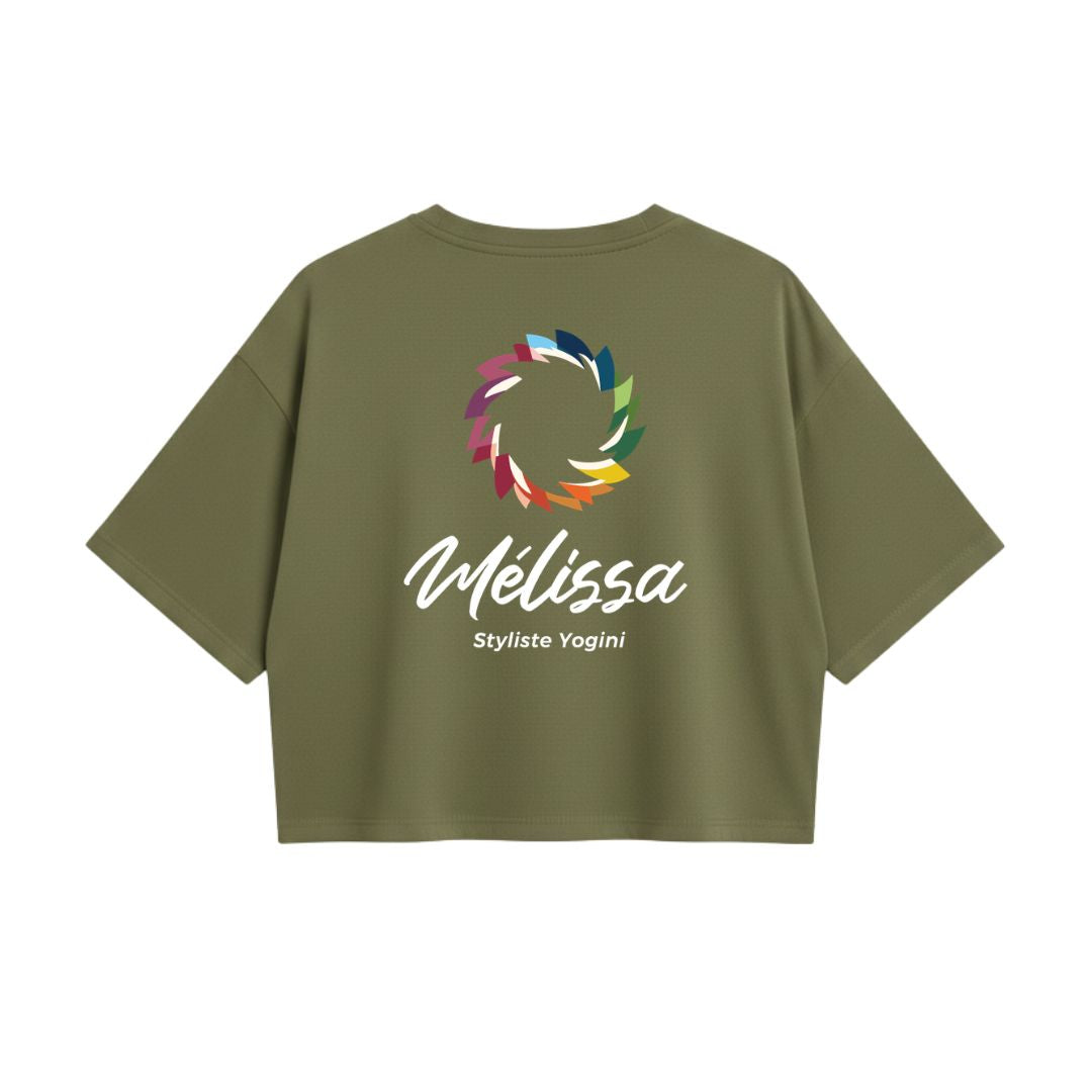T-shirt crop prestige MomMe&Cie en bambou - Olive - Mélissa Poudrier