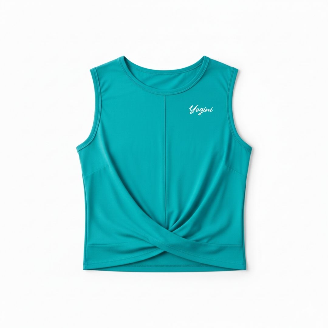 Camisole crop femme prestige MomMe&Cie en bambou - Bleu azur - Mélissa Poudrier