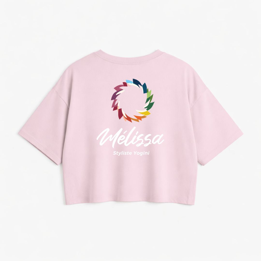 T-shirt crop prestige MomMe&Cie en bambou - Rose blush - Mélissa Poudrier