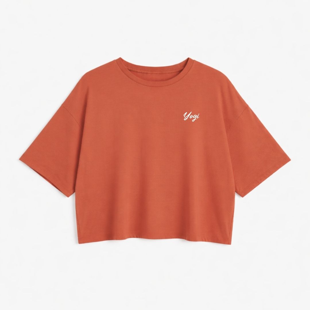T-shirt crop prestige MomMe&Cie en bambou - Orangé - Mélissa Poudrier