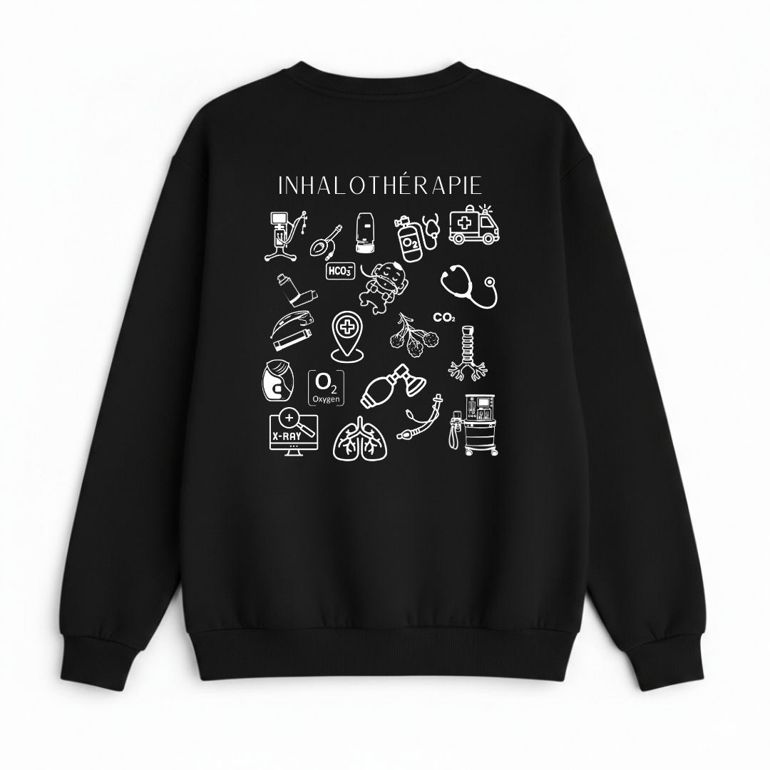 Crewneck unisexe prestige MomMe&Cie en bambou fleece - Noir | Techniques d'inhalothérapie