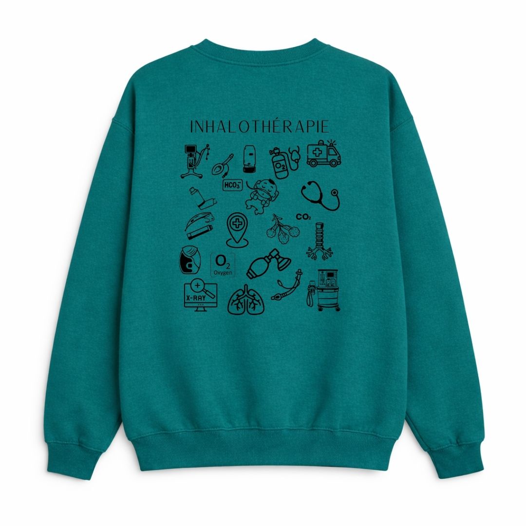 Crewneck unisexe prestige MomMe&Cie en bambou fleece - Bleu paon | Techniques d'inhalothérapie