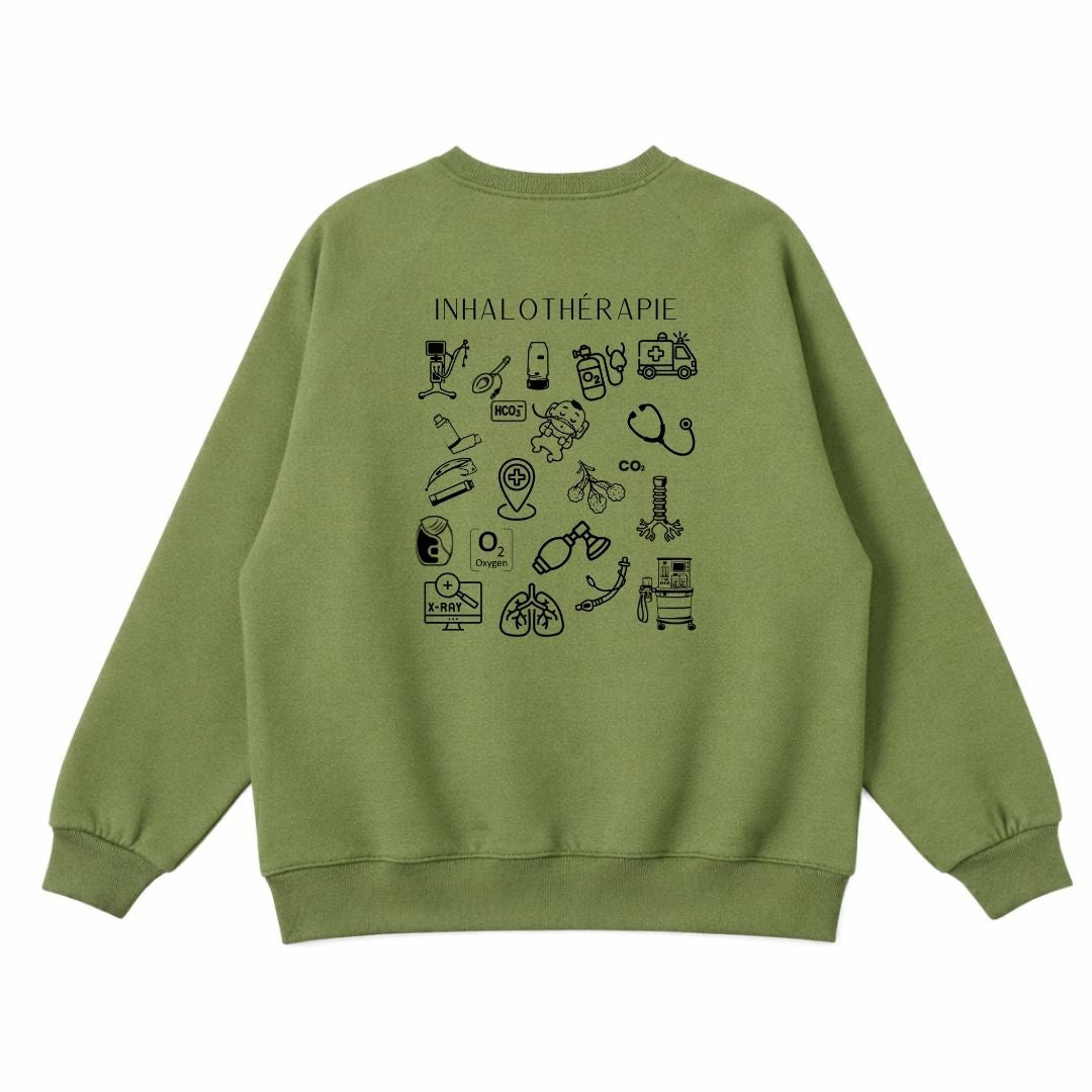 Crewneck femme prestige MomMe&Cie en bambou fleece - Vert «moss» | Techniques d'inhalothérapie