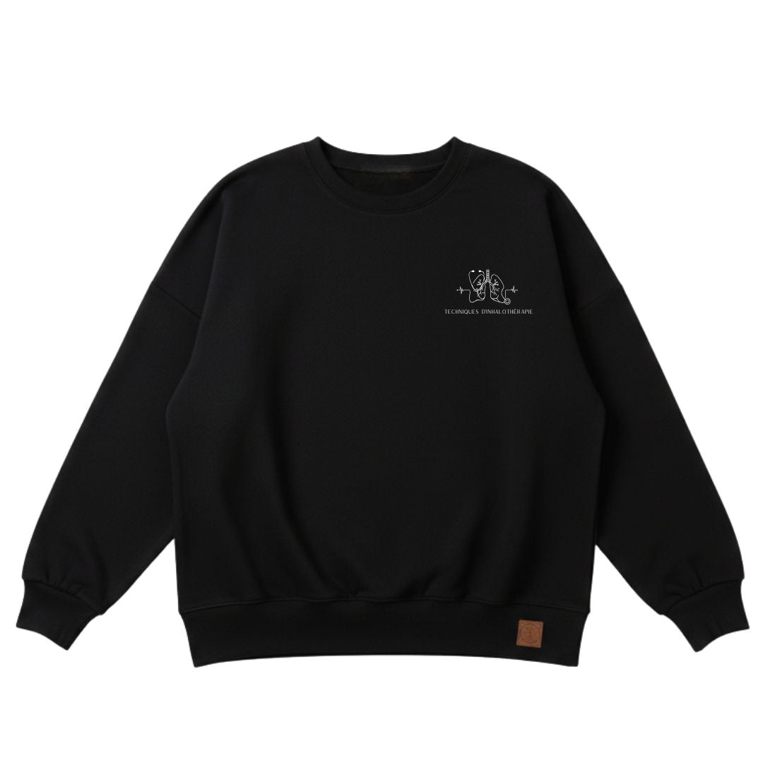 Crewneck femme prestige MomMe&Cie en bambou fleece - Noir | Techniques d'inhalothérapie