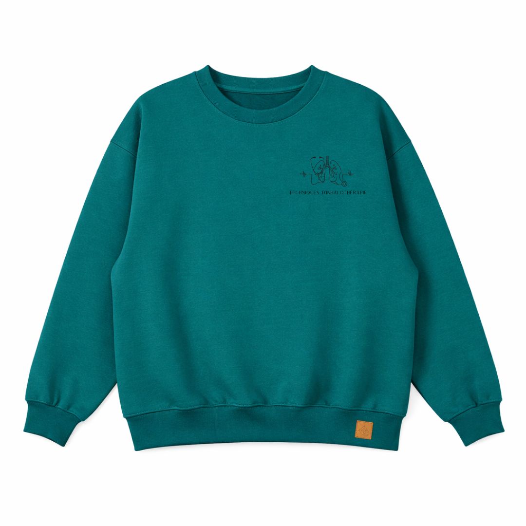 Crewneck femme prestige MomMe&Cie en bambou fleece - Bleu paon | Techniques d'inhalothérapie