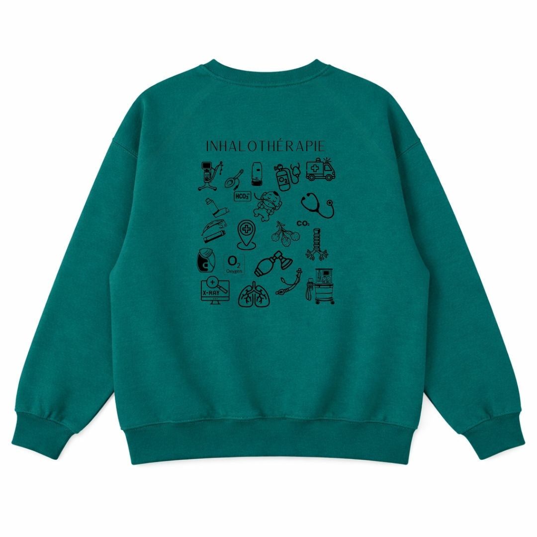 Crewneck femme prestige MomMe&Cie en bambou fleece - Bleu paon | Techniques d'inhalothérapie