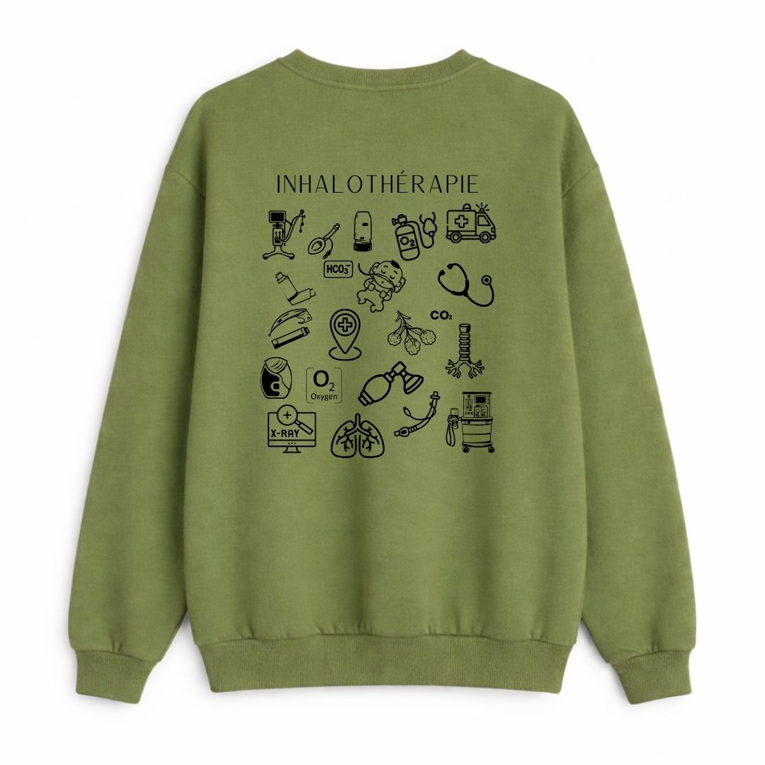 Crewneck unisexe prestige MomMe&Cie en bambou fleece - Vert «moss» | Techniques d'inhalothérapie