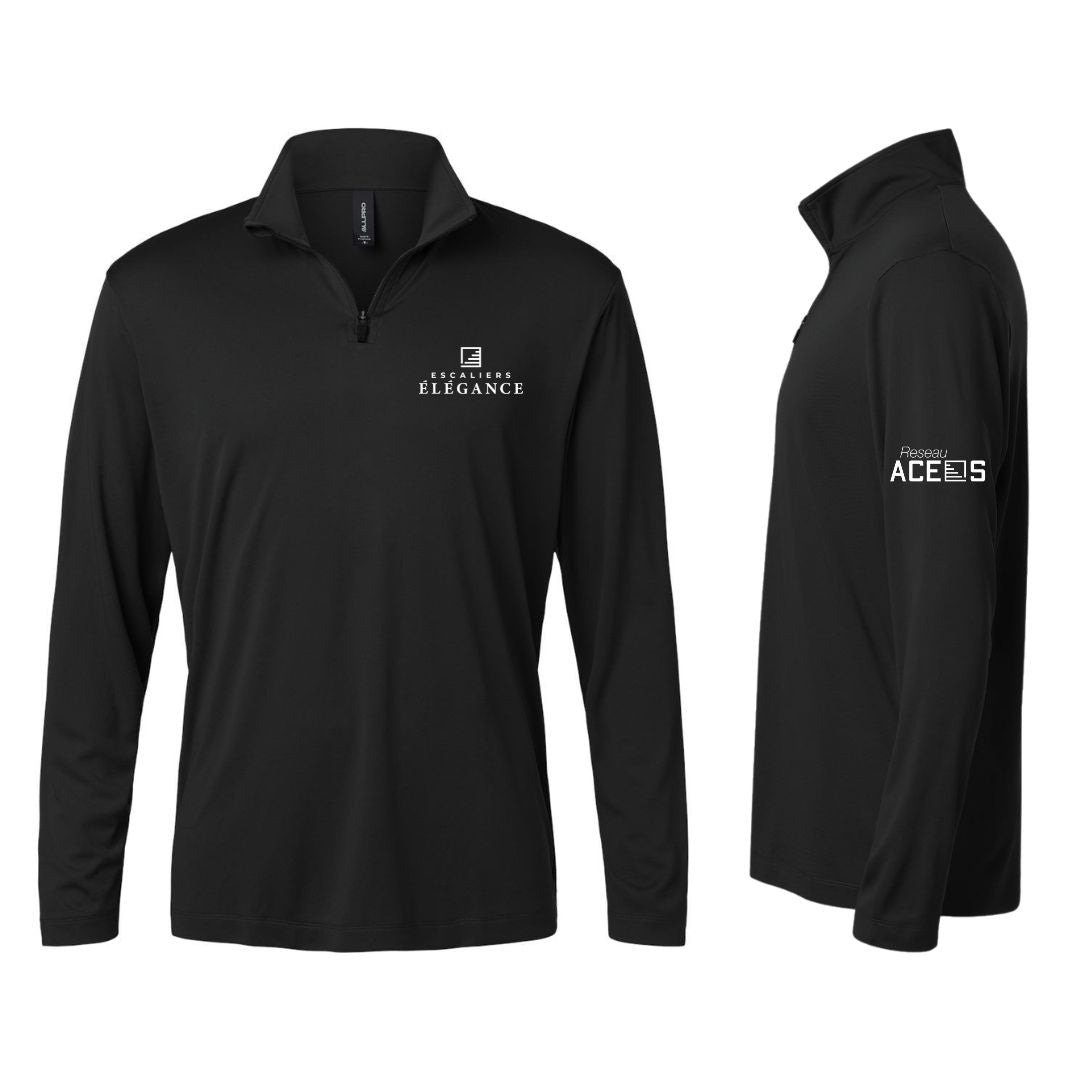 Polo manche longue demi-zip noir | Escaliers Élégance