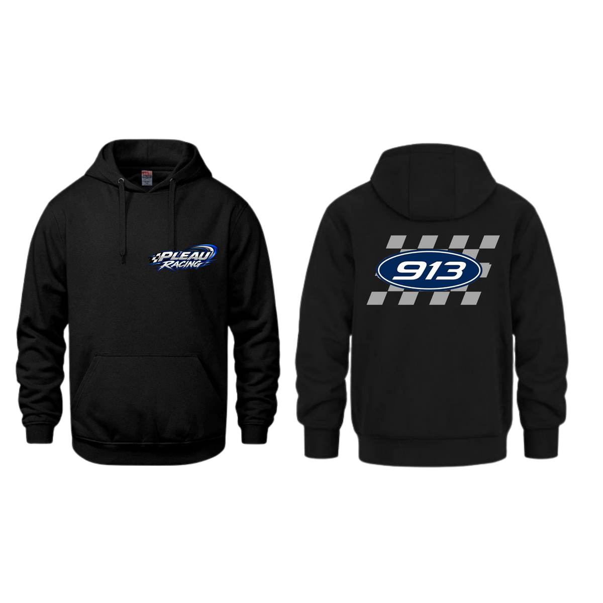 Hoodie adulte -logo damier-dos et devant-Roan Pleau
