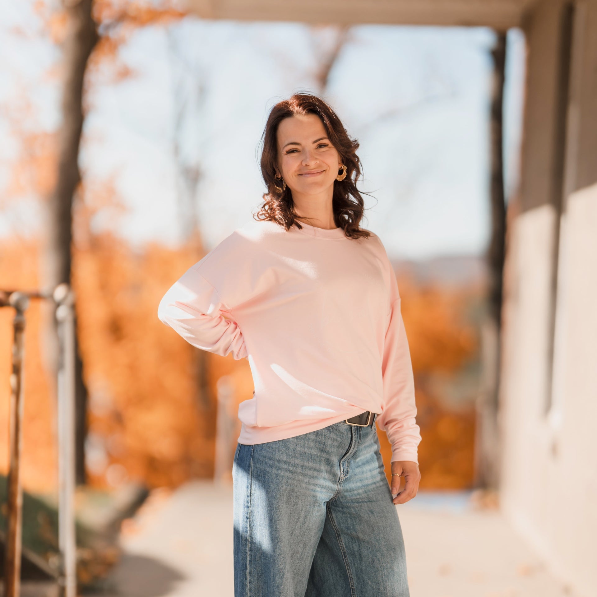 Crewneck femme prestige MomMe&Cie en bambou - Rose bébé