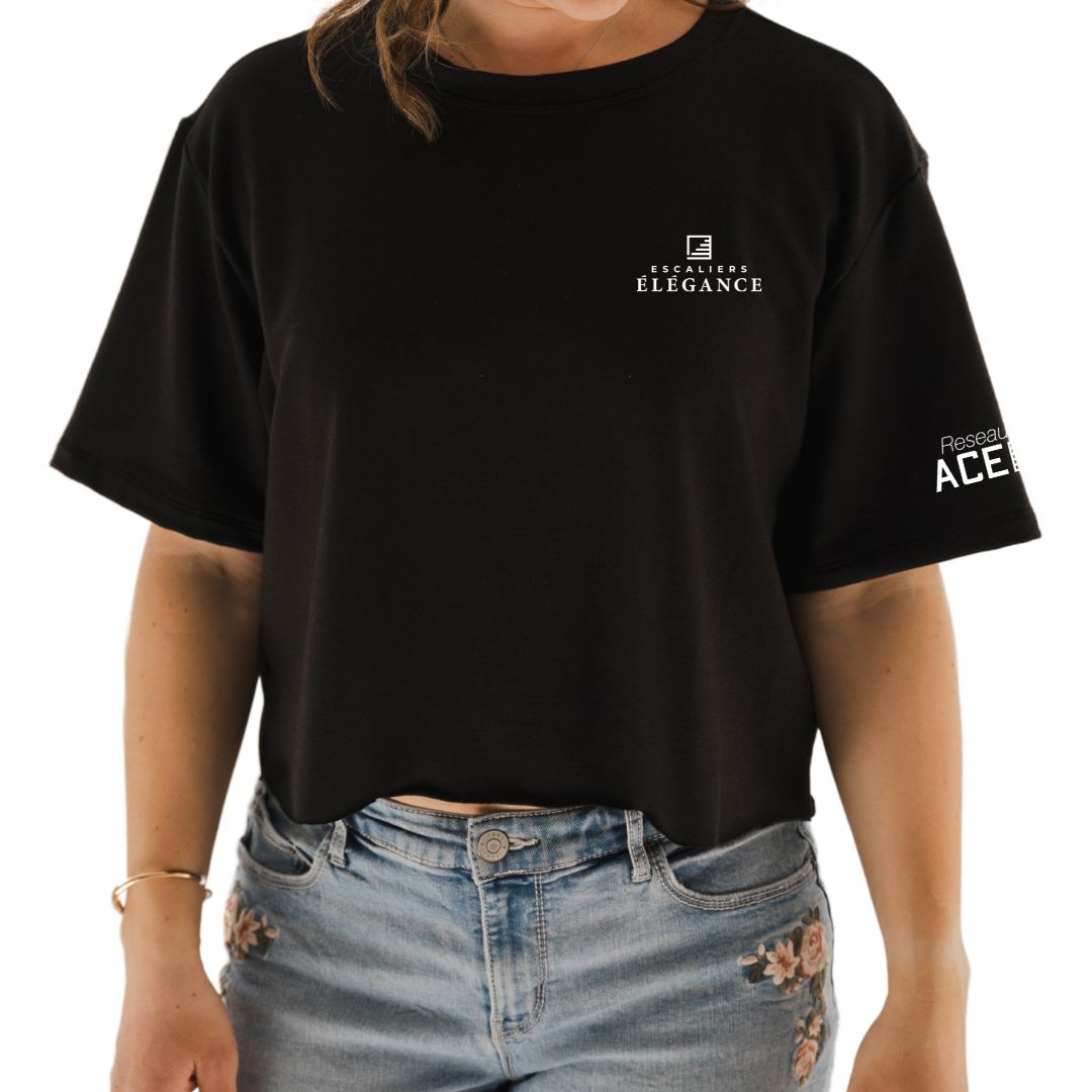 T-shirt crop prestige MomMe&Cie en bambou - Noir | Escaliers Élégance