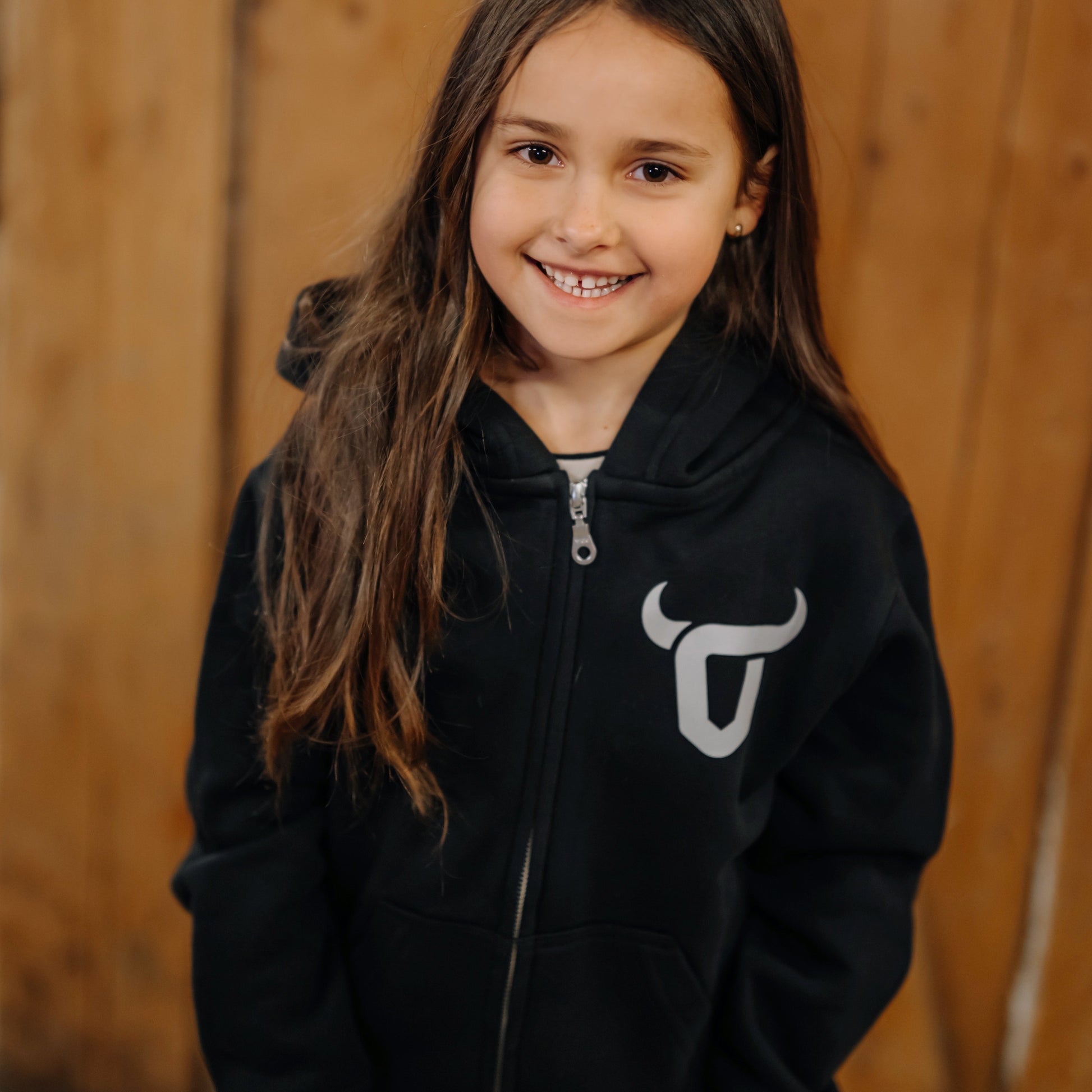 Hoodie à zip complet unisexe junior noir pour adulte Festival du Boeuf d'Inverness