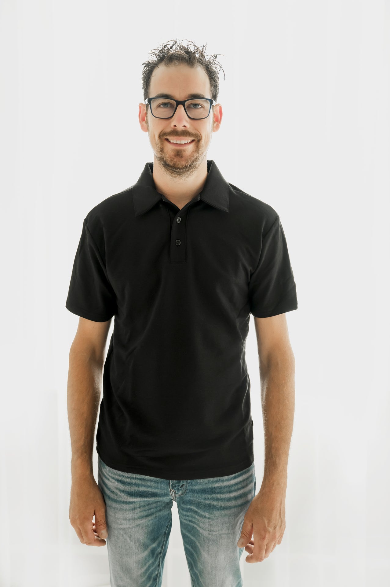 Polo Jordan noir à manche courte en bambou