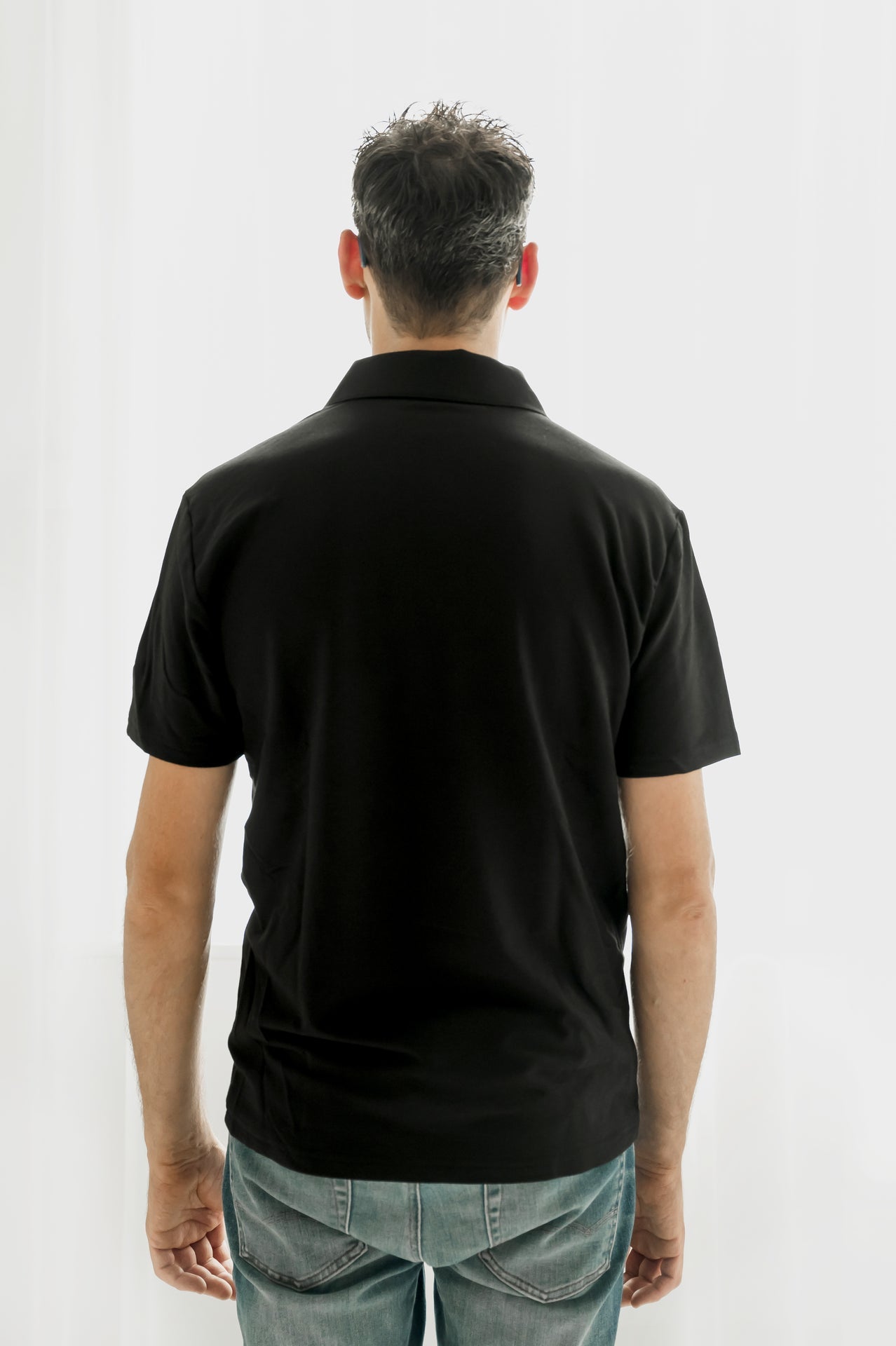 Polo Jordan noir à manche courte en bambou