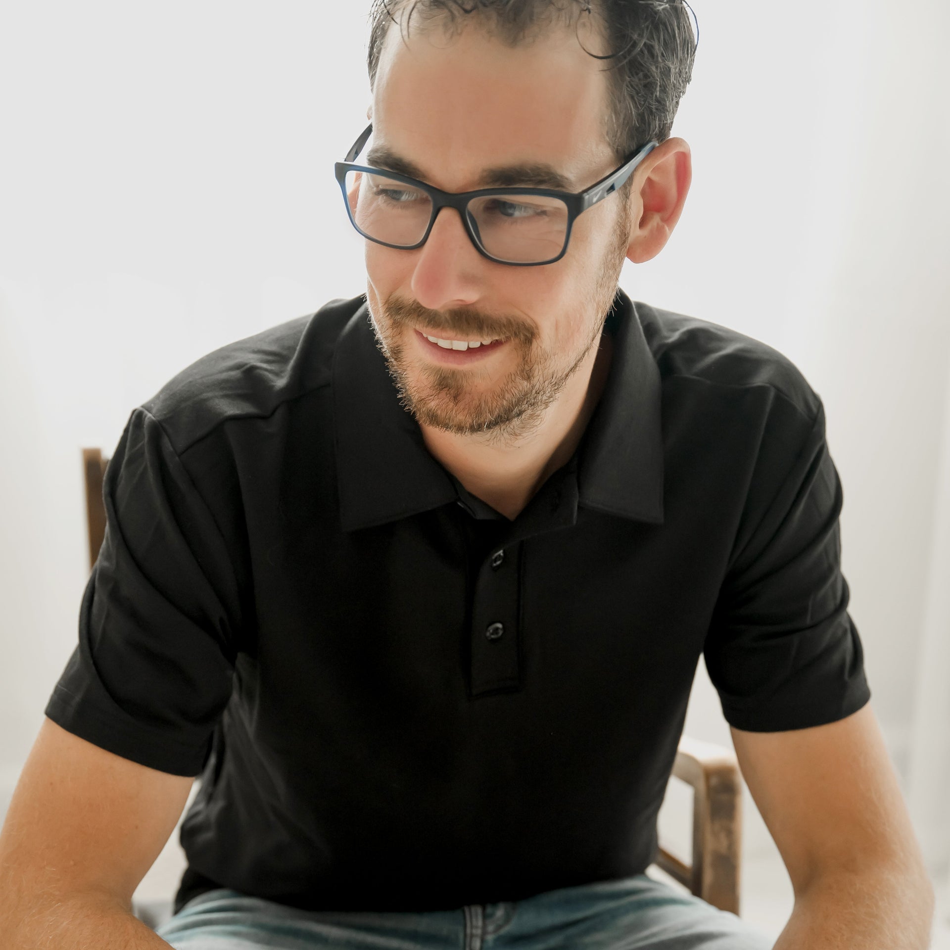 Polo Jordan noir à manche courte en bambou