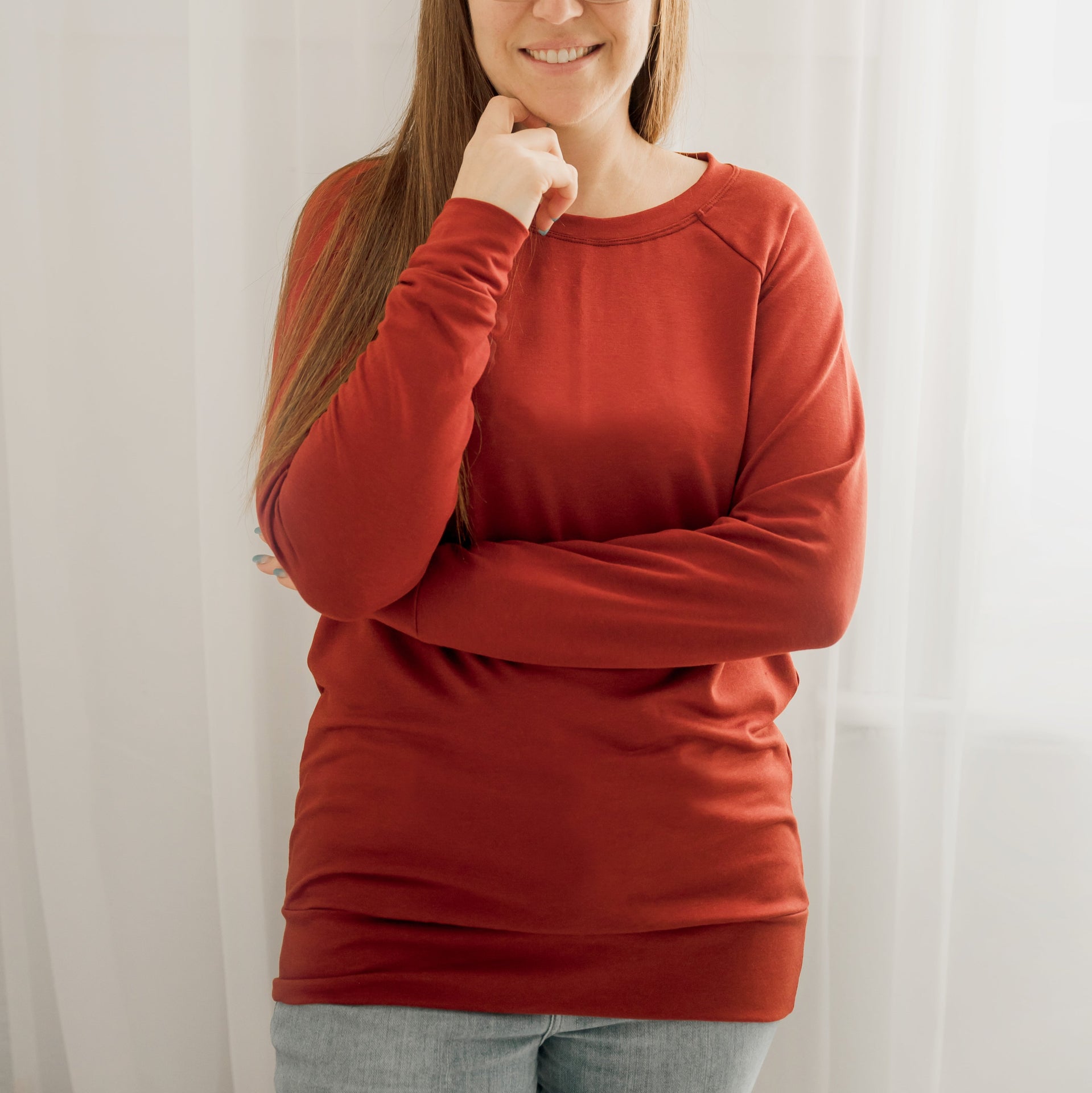 Chandail reglan femme prestige MomMe&Cie en bambou - Brique