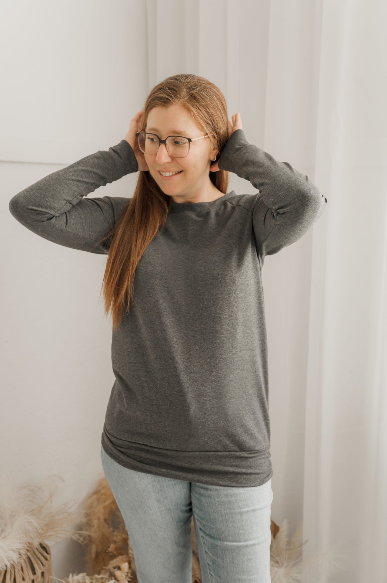 Chandail reglan femme prestige MomMe&Cie en bambou - Gris