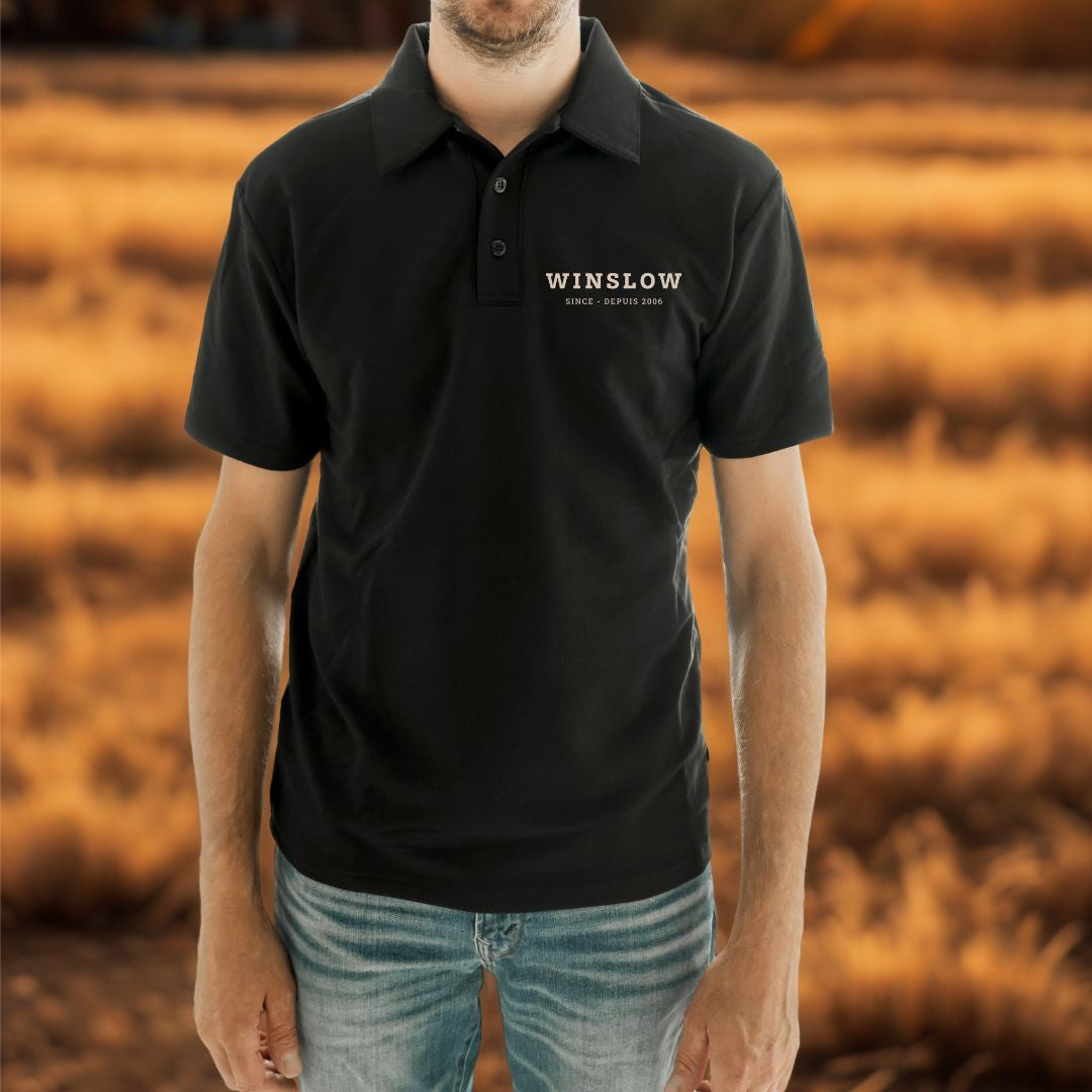 Polo Jordan noir Winslow à manche courte en bambou