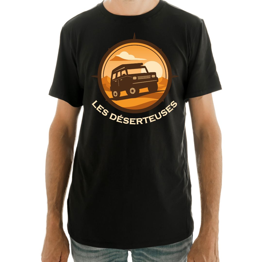 T-shirt Éli unisexe en bambou noir - Déserteuses (au centre)