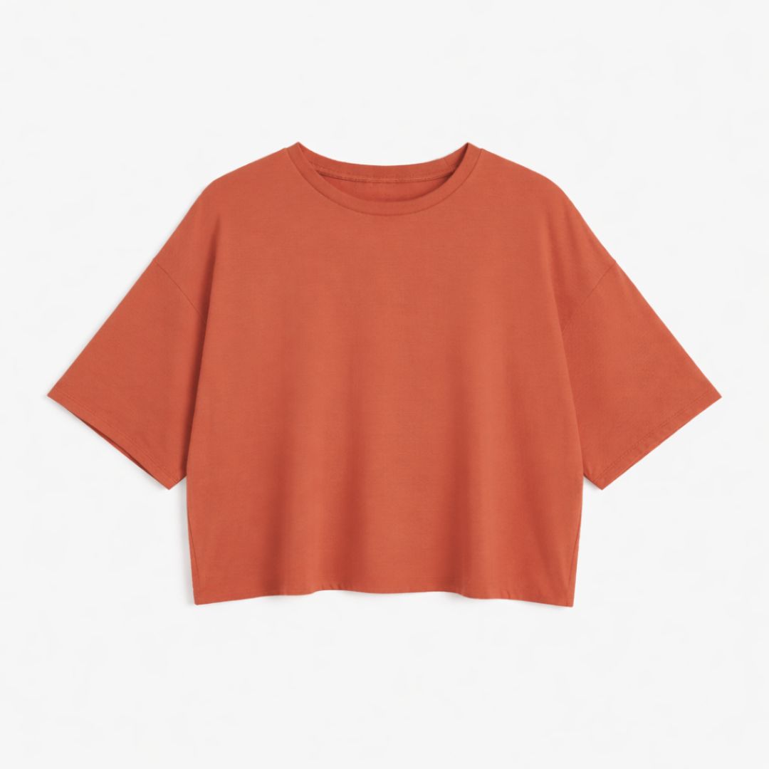 T-shirt crop prestige MomMe&Cie en bambou - Orangé