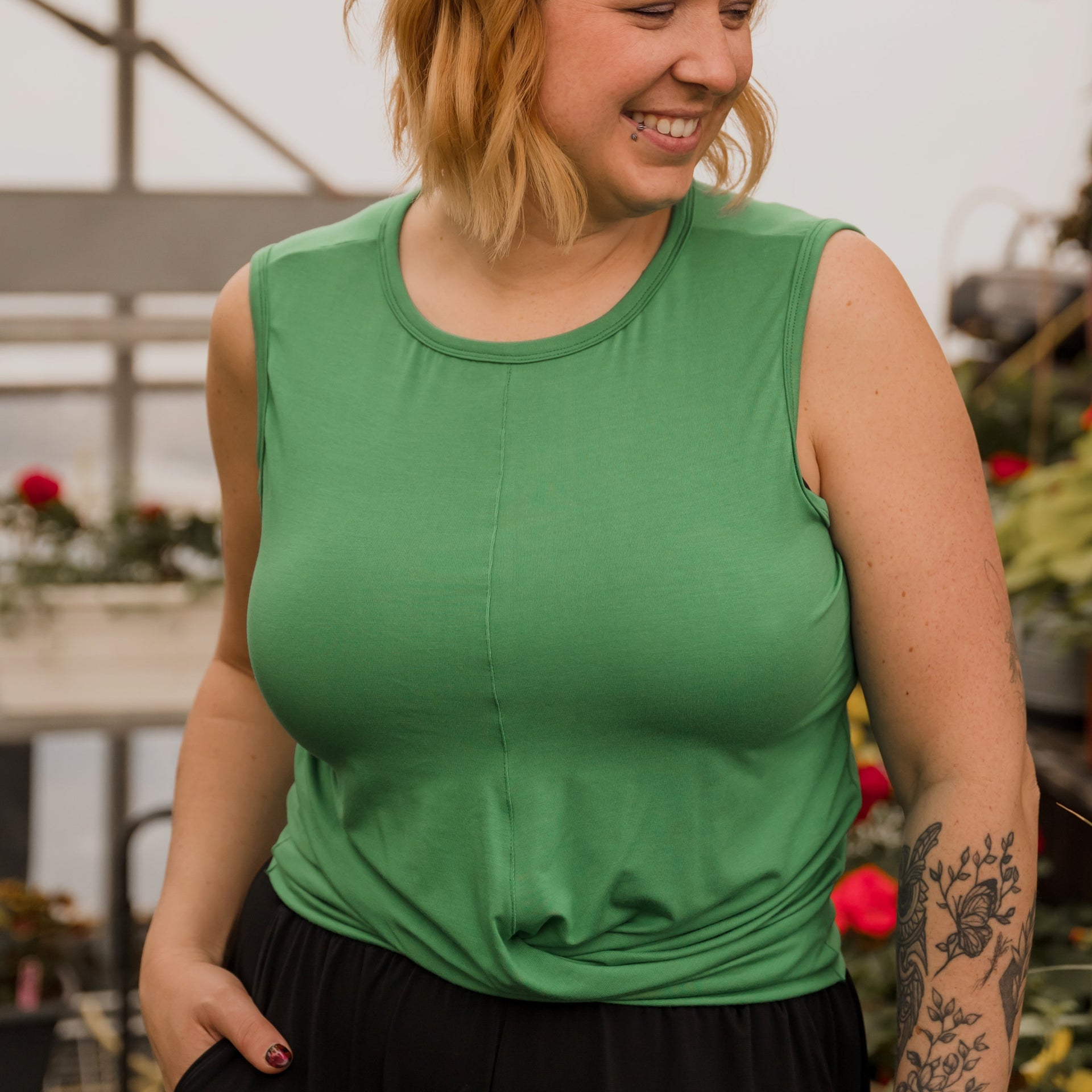 Camisole crop femme prestige MomMe&Cie en bambou - Vert trèfle