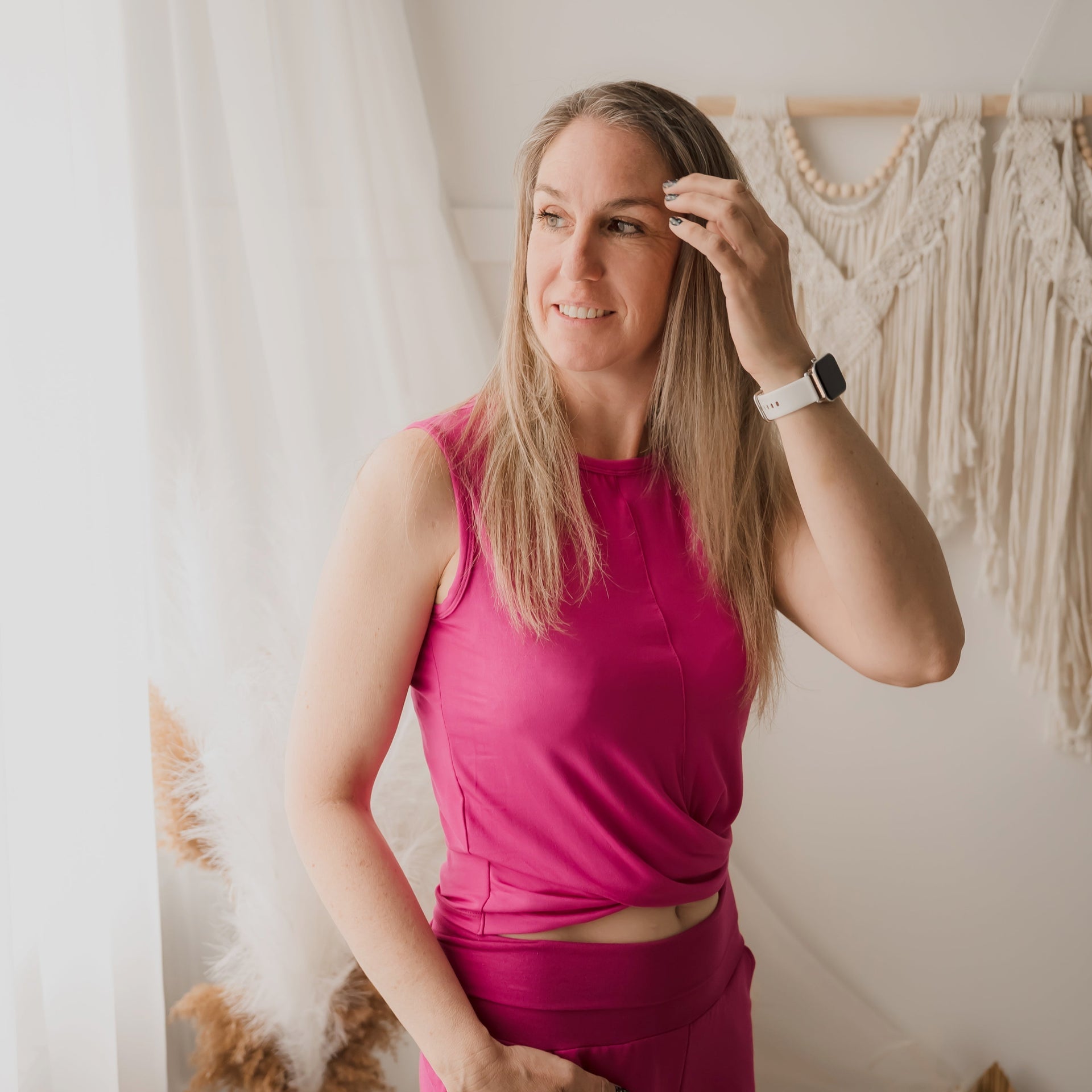 Camisole crop femme prestige MomMe&Cie en bambou - Magenta