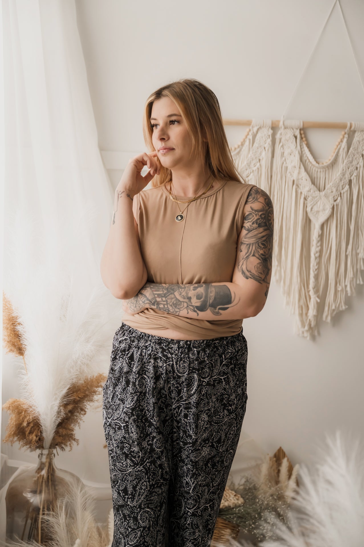 Camisole crop femme prestige MomMe&Cie en bambou - Amande