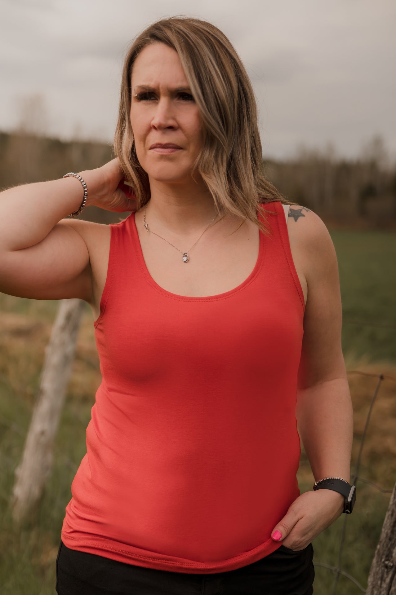 Camisole longue femme prestige MomMe&Cie en bambou - Orangé