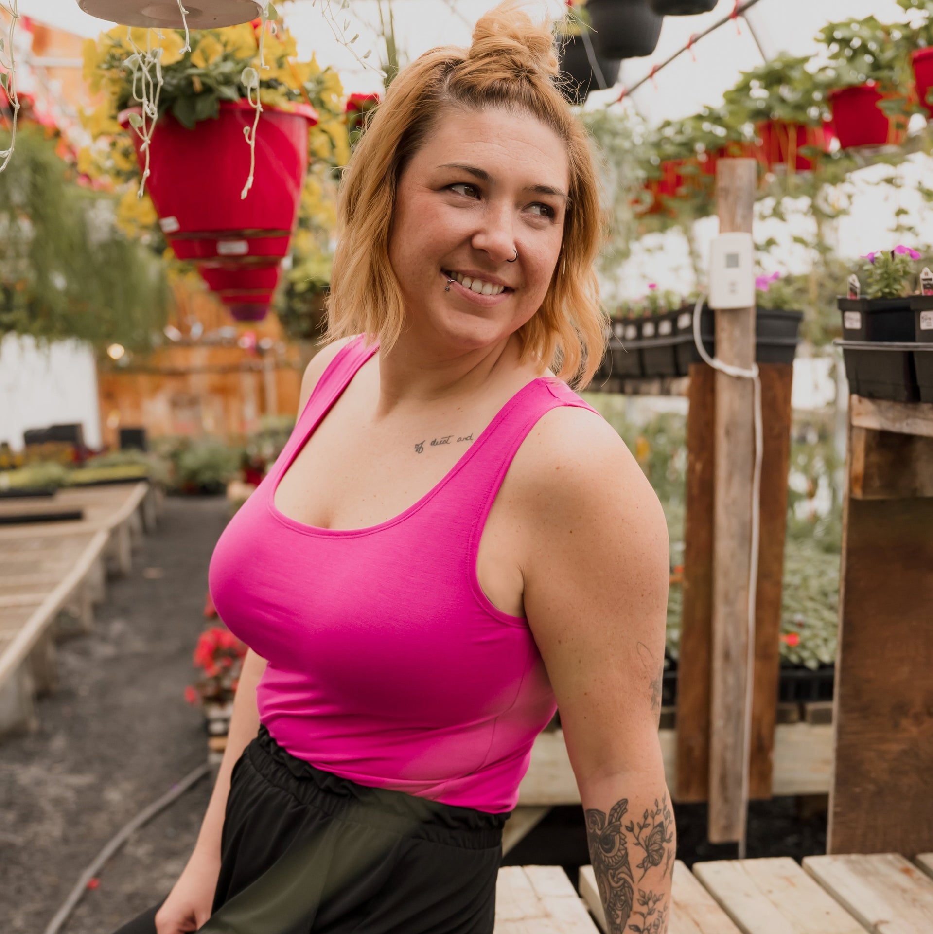 Camisole longue femme prestige MomMe&Cie en bambou - Magenta